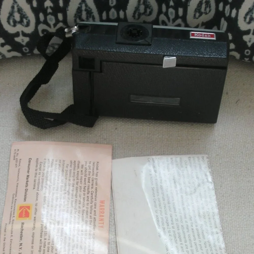 Vintage 70's Kodak Instamatic X-35 Black & Silver Film Camera with Manual
